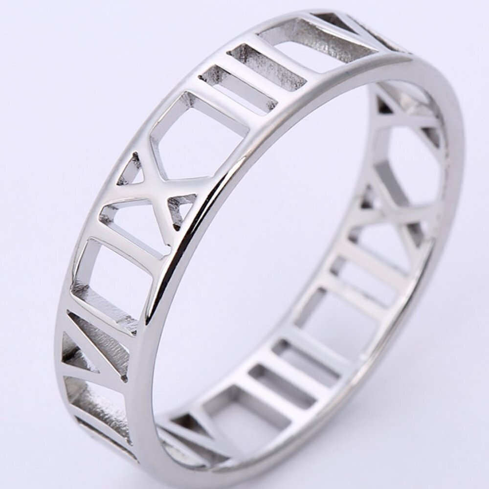 Roman Numeral Silver Ring